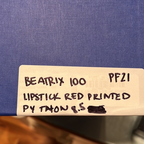 Stuart Weitzman heels.  lipstick red printed python size 8.5 - Picture 3 of 4